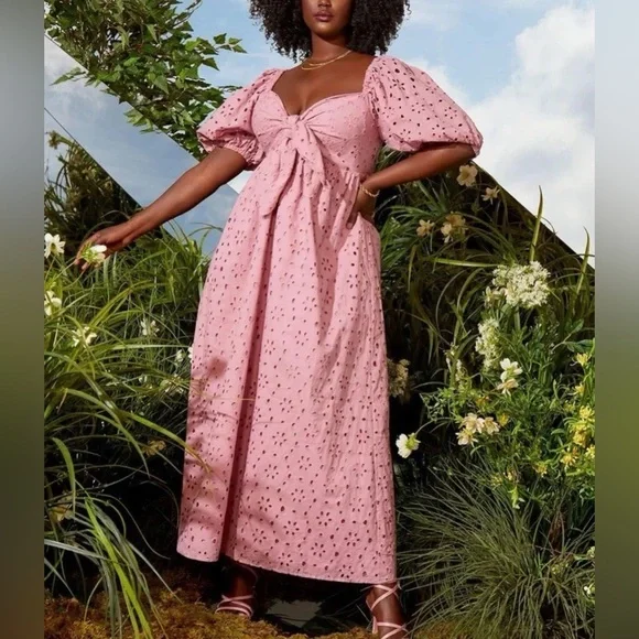 eloquii tie front maxi dress Tie Front Mock Neck Maxi Dress